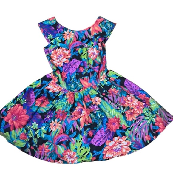 Vintage 80’s swing dress,rockabilly,Hawaii floral,crinoline,PTP 17”,  sz 5. 🇨🇦 - Picture 1 of 16